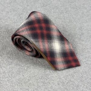 Onassis 100% Cotton Plaid Neck Tie Black Red Gray White Standard 58x3.1" NWT